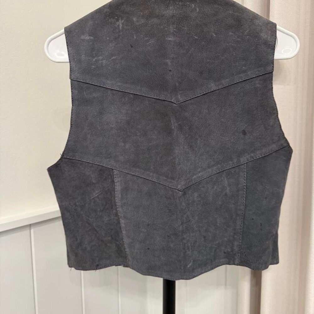Vintage 70s Suede Leather Waistcoat Vest - Picture 5 of 5